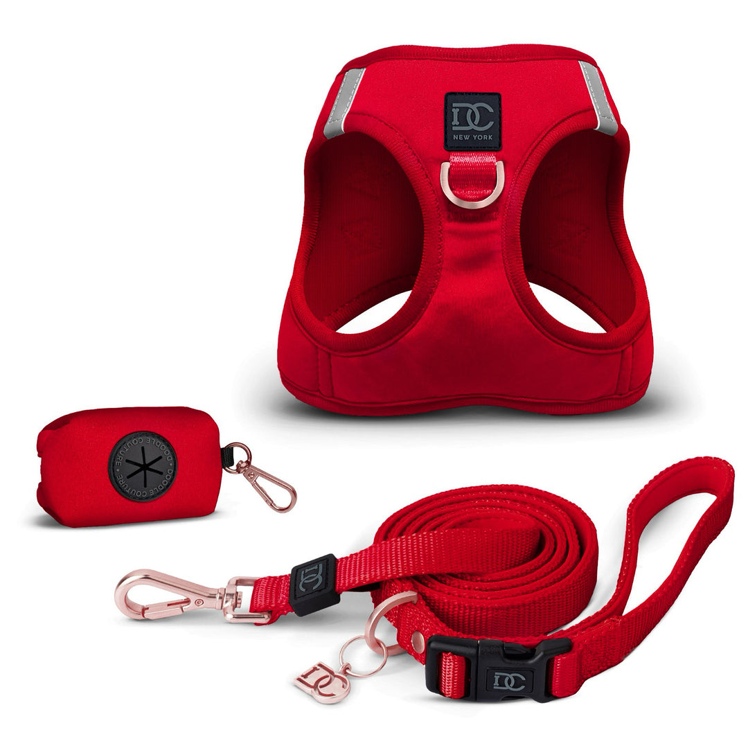 Luxe No-Pull, Step-In Dog Walking Set - Red