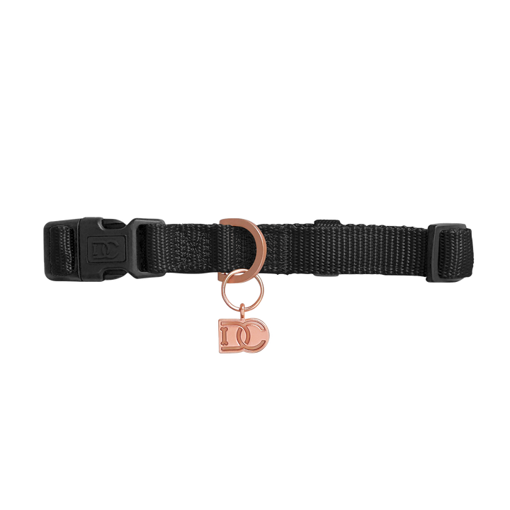 Pet Collar With Charm - Matte Black