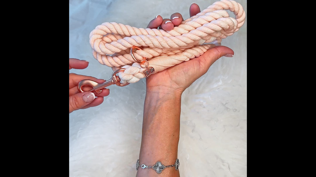 Rope Dog Leash - Blush with Rose Gold & Charm