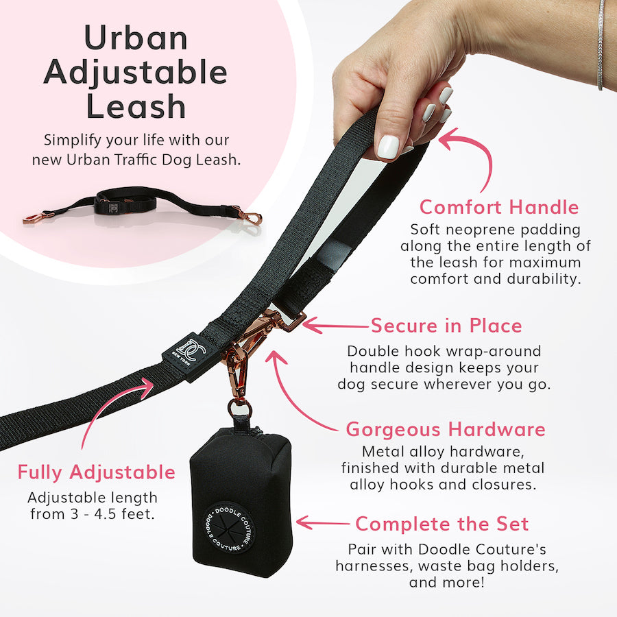 Urban Traffic Adjustable Leash - Anything But Basic Black
